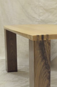 birch and walnut coffee table. Westboro.